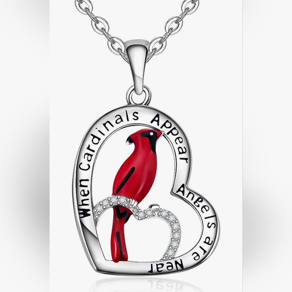 18KGP 925 STERLING SILVER Red Carsinal Memorial Nexklace - Picture 1 of 1